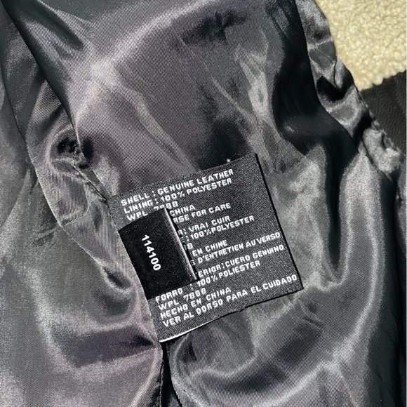 Michael Kors Jacket 100% Genuine Leather Aviator Zipped Jacket Sherpa Collar A1 - Picture 10 of 10